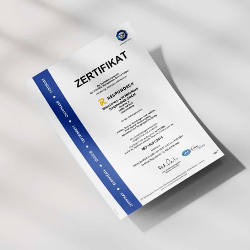 ISO-14001-Zertifikat vom TÜV SÜD